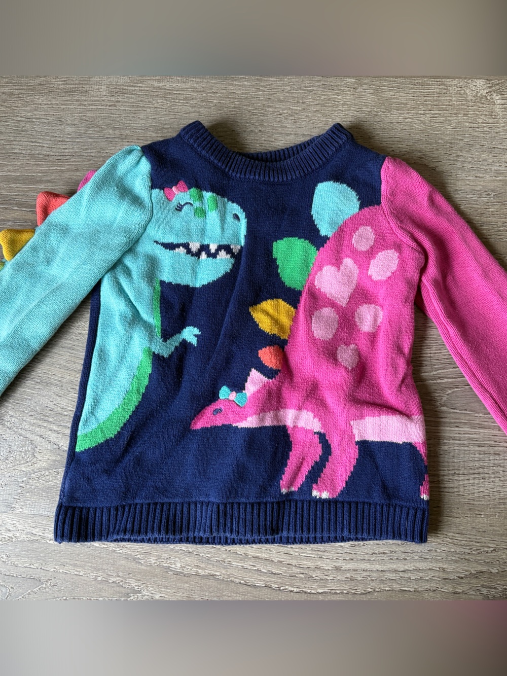 Gymboree Navy, Pink & Aqua Dinosaur Knit Sweater